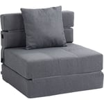 Homcom - Chauffeuse canapé-lit convertible 1 place - coussin déhoussable inclus - tissu gris