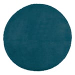 Tapis Rond Imitation Fourrure "Doucea" 80cm Bleu Canard