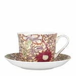 William Morris Tea Cup Heritage Rose Print Bone China Large Cup and Saucer Set