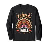 Thanksgiving Cutest Turkey At The Table Dinner Girl Toddler Long Sleeve T-Shirt