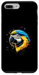 Coque pour iPhone 7 Plus/8 Plus Bleu Jaune Macaw Face T-Shirt Aquarelle Macaw