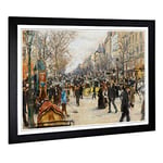 Big Box Art Framed Print of Jean-Francois Raffaelli On The Grand Boulevard Design | Wall Art Picture| Home Decor for Kitchen, Living Room, Bedroom, Hallway, Black, A2 / 24.5x18 Inch / 62x45cm