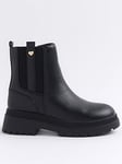 River Island Girls Faux Leather Stud Chelsea Boots - Black, Black, Size 1 Older