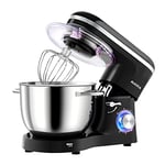 Aucma Stand Mixer, 6.2L Food Mixers for Baking, Electric Kitchen Mixers with Bowl, Dough Hook, Wire Whip & Beater (6.2L, Black)