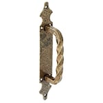 Amig - Poignée de Porte en Acier avec Plaque en Cuir | Style Rustique | Installation Facile | Convient pour Portes et Portails | Charnière Décorative | Verrou Fer Forgé, Cuir, 28x4.5 cm, Acier Alliage