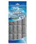 Steel Wool Rolls For Cleaning Dishes Sauce Pans Plates Metal Ceramic Multi Pack