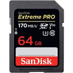 Carte Mémoire SDXC 64 Go Sandisk Extreme Pro jusqu'à 95 Mo-s, Classe 10, U3 V30 UHS-I 4K pour Caméra SDXXG -Vendeur Comp