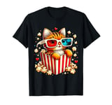 Funny Popcorn Cat 3D Glasses Movies Theater Cinema Snack T-Shirt