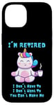 Coque pour iPhone 14 Cadeau de départ à la retraite Licorne avec inscription I'm Retired