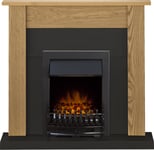 Adam Southwold Fireplace Suite in Oak and Black with Blenheim Electric Fire i...