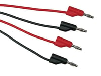 Velleman Câble de connexion, lot, 2 pièces, fiche banane, doublement isolé, empilable, longueur de câble 100 cm, 4 mm, 30 V/6 A, noir/rouge