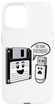 Coque pour iPhone 15 Disquette vers clé USB 90s 00s Ordinateur Drôle Geek Joke