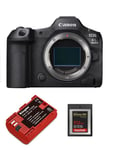 Boîtier Canon EOS R5 II + batterie Kingma 2400 mAh (Canon LP-E6NH) + carte CF CFexpress SanDisk Extreme Pro CF de type B de 512 Go