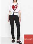 Love Moschino Flock Red Heart Pocket Black Skinny Jeans Size 26” Waist 32” Leg