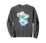 The Smurfs Cute Coquette Smurfette Pastel Color Chest Logo Sweatshirt