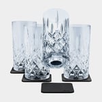 Silwy Magnetiska dricksglas i kristall Magnetic Crystal Glass Longdrink Nachtmann, transparent, 30 cl, 4-pack + magnetiska glasunderlägg