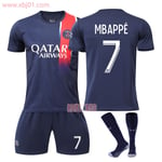 23-24 Paris Saint-Germain hemmatröja 7 Mbappe Ny säsong Senaste Vuxna Barntröja Fotboll Adult XS（160-165cm）