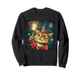 New Year Cheer with this Happy and Funny looking Cat Design Sweatshirt