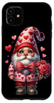 iPhone 11 Heart Gnome Graphic And Valentines Flowers For Her Cute Love Case