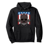 Auto Car Mechanic USA Patriotic American Flag Skull Pullover Hoodie