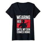 Womens Red Friday Military Son Deployment Homecoming Dad V-Neck T-Shirt