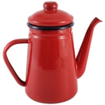 Tlily - 1,1 l CafetièRe éMailléE éMailléE à la Main, à Induction, CuisinièRe à Gaz, Rouge,