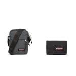 EASTPAK - THE ONE - Sac Bandoulière, 2.5 L, Black Denim (Gris) & Crew Single - Portefeuille, Black (Noir)