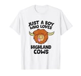 Just a Boy Who Loves Highland Cows Funny Highland Cow T-Shirt