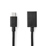 Nedis USB-C™ Sovitin | USB 3.2 Gen 1 | USB-C™ Uros | USB-A Naaras | 5 Gbps | 0.15 m | Pyöreä | Niklattu | PVC | Musta | Laatikko