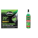 Slime 10015 Produit Anti-crevaison pour Vélo, Prévention et Réparation, avec Languette de Suspension, Flacon de 237 ml & Chambre à Air de Vélo avec Produit Anti-crevaison, Black and Green, 47/54-622mm