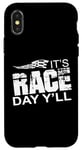 Coque pour iPhone X/XS Citation It's Race Day Yall Car Racing Dirt Road Track Racing