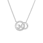 SILVEGO Collier pour femme en argent sterling 925 avec pendentif Together Forever avec véritable perle et zircone, Argent sterling, Zircone cubique