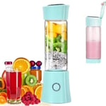 Mini Blender Portable pour Smoothies et Jus - Batterie 4000mAh - 6 Lames en Acier Inoxydable - Bleu