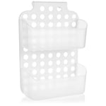 com-four® Panier de Douche avec 2 Compartiments, Support de Gel Douche avec Crochets pour Suspendre - Etagere Douche (1 pièce - 36x25cm Blanc)