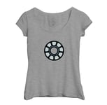 T-Shirt Femme Col Echancré Iron Man Arc Reactor Super Héros Bd Film Geek