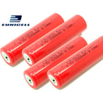 ICR 18650 2200mAh laddningsbart batteri bra kapacitet 4-pack Röd