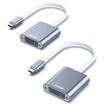 BENFEI Adaptateur USB C vers DVI, Type-C vers DVI [Compatible Thunderbolt 3/4] pour MacBook Pro/Air, iPhone 16/15 Plus Pro Max, iPad Pro 2018, Samsung Galaxy, Surface Book 2 et Plus,Gris, 2 pièces