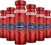 Old Spice Deodorant Body Spray for Men, Captain Scent, Multipack 6x150ml