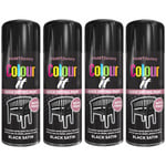 4x COLOUR IT Black Satin Spray Paint Satin Finish Metal Plastic Wood 400ml