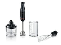 Bosch ErgoMaster Series 4 MSM4B621GB Pressure Controlled Speed 2 in 1 Hand Blender with Chopper, Beaker and Whisk, Stainless Steel Blade, 1000 W Motor, Black