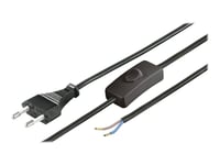 Goobay - Strømkabel - Europlug (Hann) Til Uisolert Tråd - 250 V - 2.5 A - 1.5 M - Svart