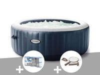 Kit spa gonflable Intex PureSpa Blue Navy rond Bulles 4 places + 6 filtres + Kit d'entretien