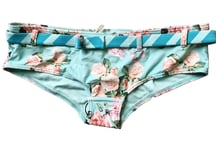 O'NEILL LADIES HIPFIT BIKINI BOTTOM SWIM BRIEF SIZE 10 (S) HOLIDAY FLORAL BLUE