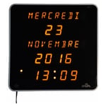 Horloge calendrier contraste blanc et noir - 28 cm - Noir / Jaune