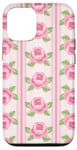 Coque pour iPhone 12/12 Pro Rose délicat motif floral rose esthétique girly