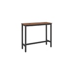 Barbord, smalt rektangulärt barbord, köksbord, högt bord för pubmatsal, robust metallstomme, 120 x 40 x 100 cm, enkel montering,
