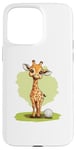 Coque pour iPhone 15 Pro Max Jolie balle de golf girafe pour un moment ludique