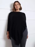 Live Unlimited Curve Cable Detail Cashmere Blend Poncho, Black