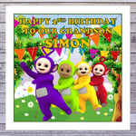 Kids Teletubbies Birthday Cards - Personalised With Any Age Relationship & Name