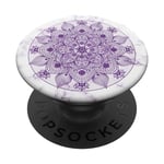 Jolie fleur de mandala floral pourpre et blanc Boho féminin PopSockets PopGrip Adhésif